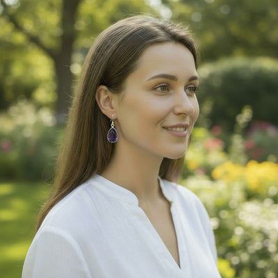 AAA Brazil Amethyst Drop Earrings 925 Silver