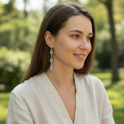 Boucles d'oreilles apatite verte Brésil AA argent 925
