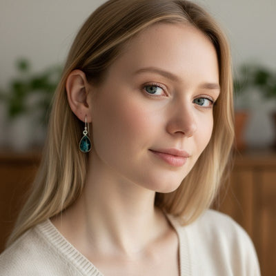 Boucles d'oreilles chrysocolle Pérou A argent 925