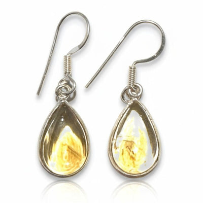 Boucles d'oreilles citrine naturelle Brésil AA gouttes argent 925