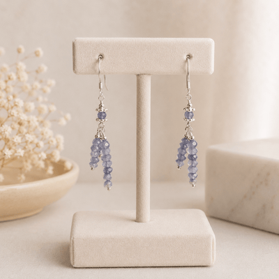 Boucles d'oreilles iolite (cordiérite) Inde AAA argent 925