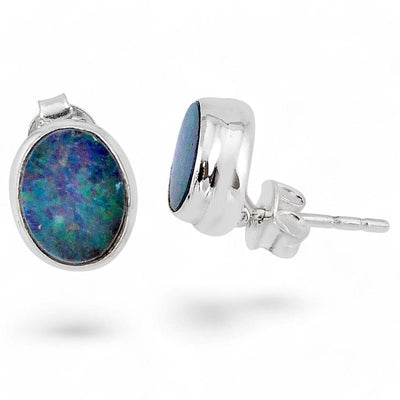 Boucles d'oreilles opale doublet Australie AAA argent 925