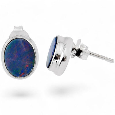 Boucles d'oreilles opale doublet Australie AAA argent 925
