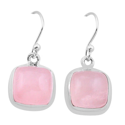 Pendientes colgantes de plata 925 con cuarzo rosa