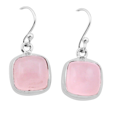 Pendientes colgantes de plata 925 con cuarzo rosa
