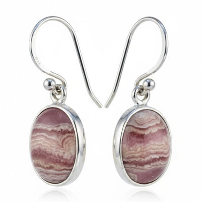 Boucles d'oreilles rhodochrosite argentine AA ovale argent 925