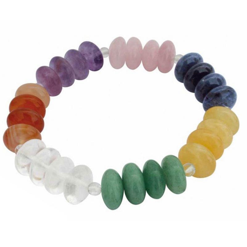 Bracelet 7 chakras A (perles boutons) - La Boite à Cailloux