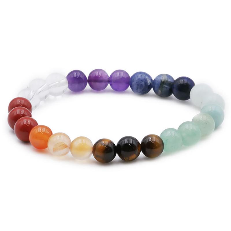 Bracelet 7 chakras AB (boules 7 - 8mm) - La Boite à Cailloux
