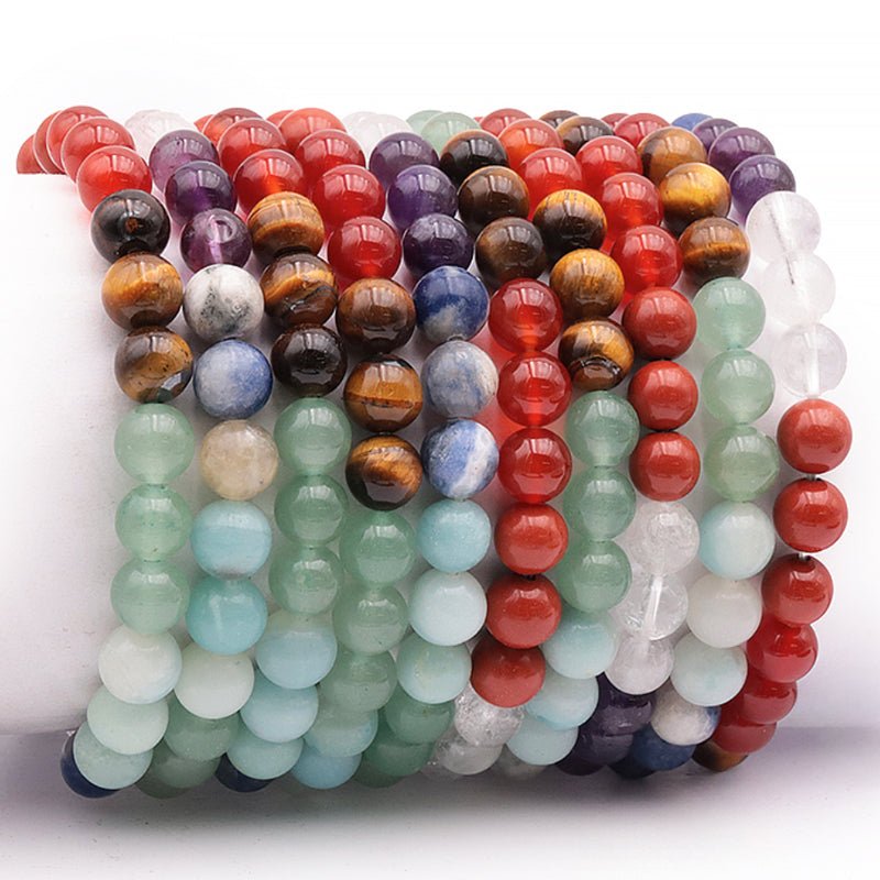 Bracelet 7 chakras AB (boules 7 - 8mm) - La Boite à Cailloux