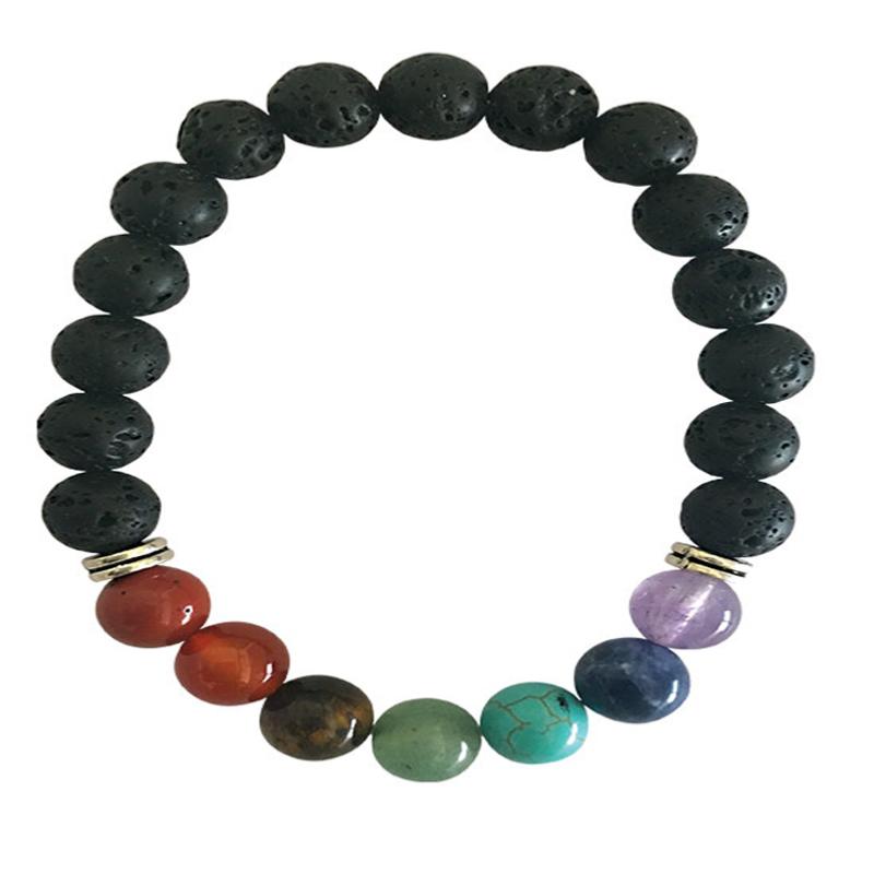 Bracelet 7 chakras et pierre de lave - La Boite à Cailloux