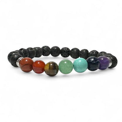 Bracelet 7 chakras et pierre de lave - La Boite à Cailloux