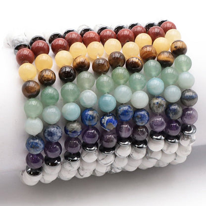 Bracelet 7 chakras howlite A (boules 7 - 8mm) - La Boite à Cailloux