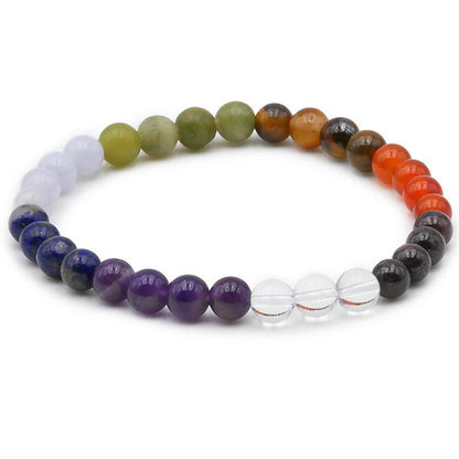Bracelet 7 chakras modèle 4 A (boules 5 - 6mm) - La Boite à Cailloux