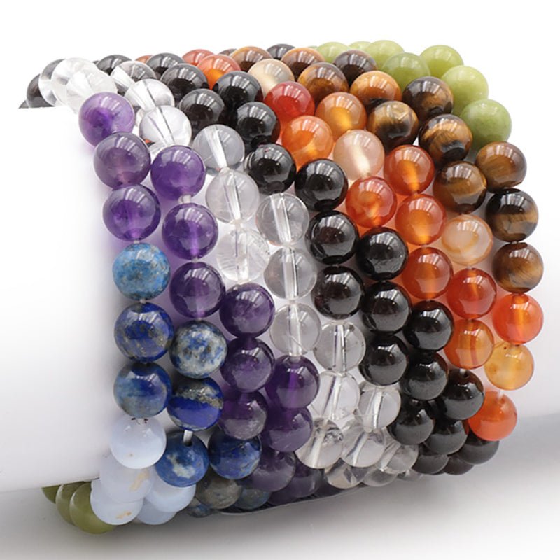 Bracelet 7 chakras modèle 4 A (boules 7 - 8mm) - La Boite à Cailloux