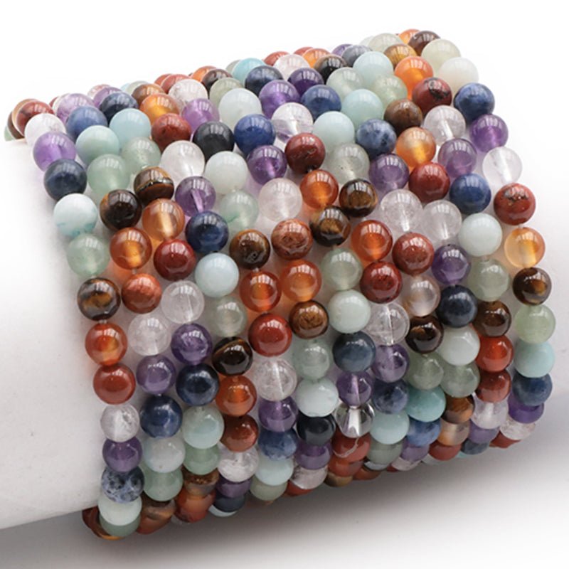 Bracelet 7 chakras multicolore AB (boules 5 - 6mm) - La Boite à Cailloux