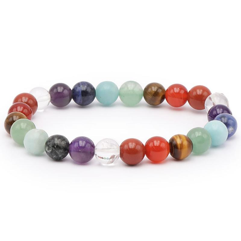 Bracelet 7 chakras multicolore AB (boules 7 - 8mm) - La Boite à Cailloux
