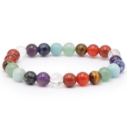 Bracelet 7 chakras multicolore AB (boules 7 - 8mm) - La Boite à Cailloux