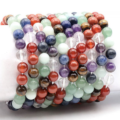 Bracelet 7 chakras multicolore AB (boules 7 - 8mm) - La Boite à Cailloux