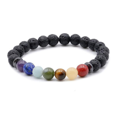 7 chakra lava stone bracelet A (7-8mm balls)