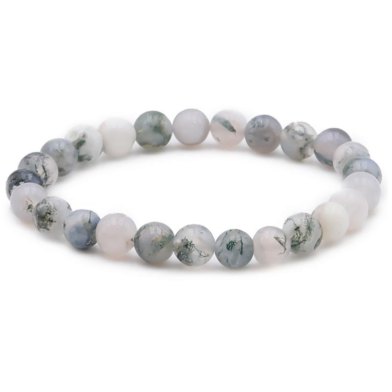 Bracelet agate arbre Inde A (boules 7 - 8mm) - La Boite à Cailloux