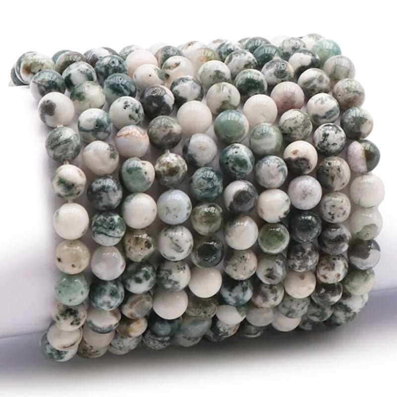 Bracelet agate arbre Inde A (boules 7 - 8mm) - La Boite à Cailloux