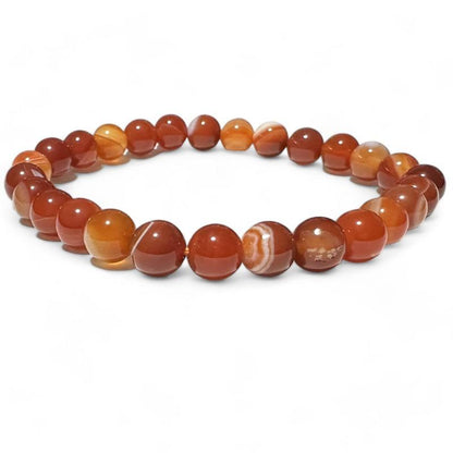 Bracelet agate bandée Brésil A (boules 7 - 8mm) - Taille L - La Boite à Cailloux