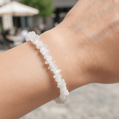 Pulsera de ágata blanca India A (perlas barrocas)