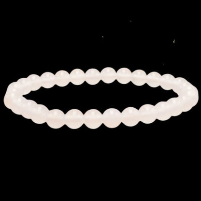 Bracelet agate blanche Inde AA (boules 5 - 6mm) - La Boite à Cailloux