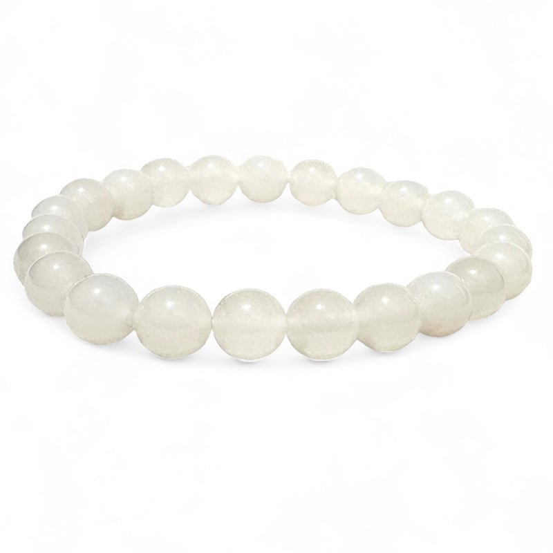 Bracelet agate blanche Inde AA (boules 7 - 8mm) - La Boite à Cailloux