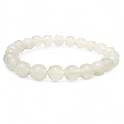 Bracelet agate blanche Inde AA (boules 7 - 8mm) - La Boite à Cailloux