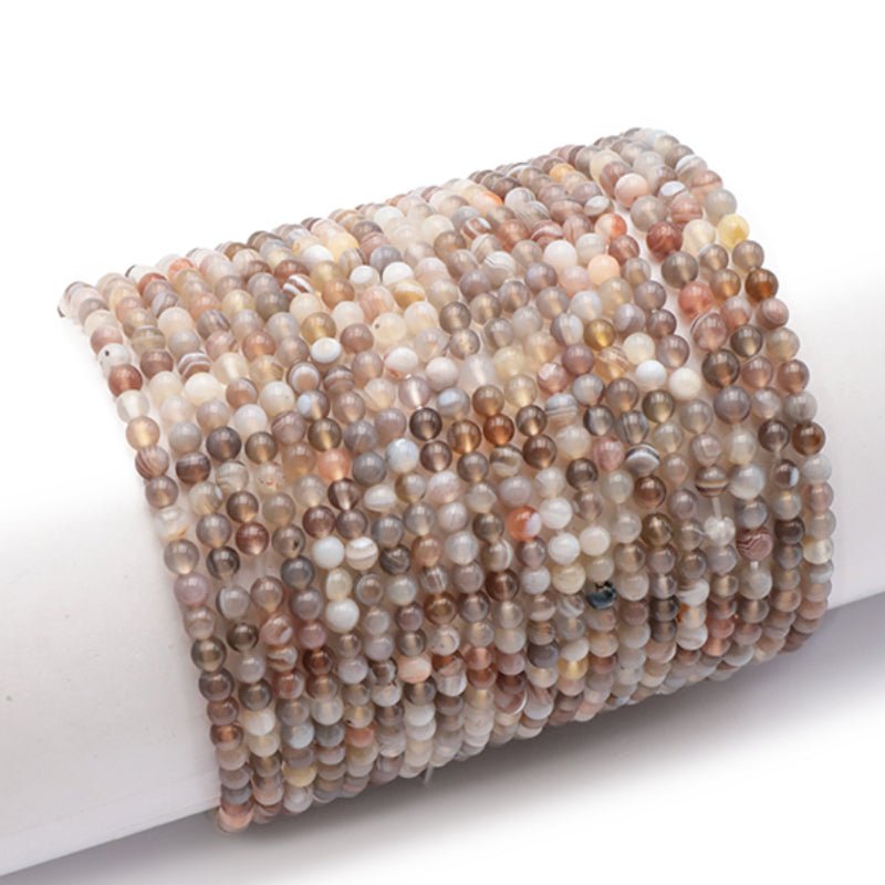Bracelet agate Botswana A+ (boules 3 - 4mm) - La Boite à Cailloux