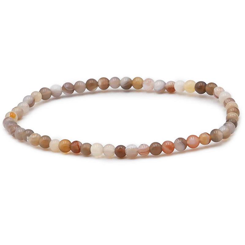 Bracelet agate Botswana A+ (boules 3 - 4mm) - La Boite à Cailloux