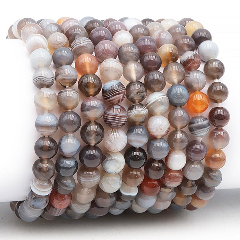 Bracelet agate Botswana AA (boules 7 - 8mm) - La Boite à Cailloux