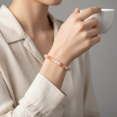 Bracciale in agata Botswana rosa A+ (sfere 7-8mm)