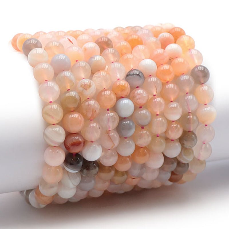 Bracelet agate Botswana rose A+ (boules 7 - 8mm) - La Boite à Cailloux