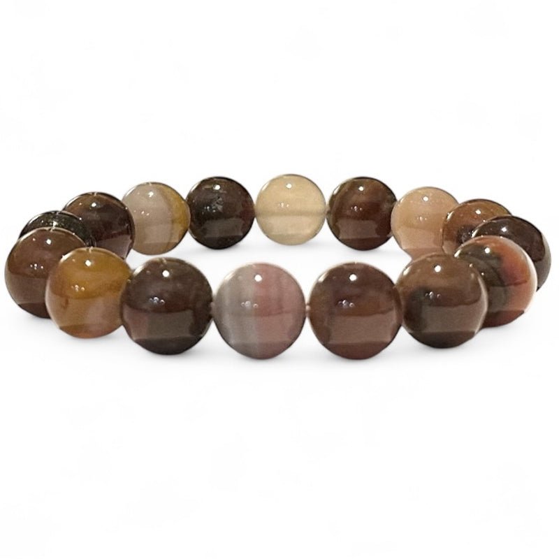 Bracelet agate condor Argentine A (boules 12mm) - La Boite à Cailloux