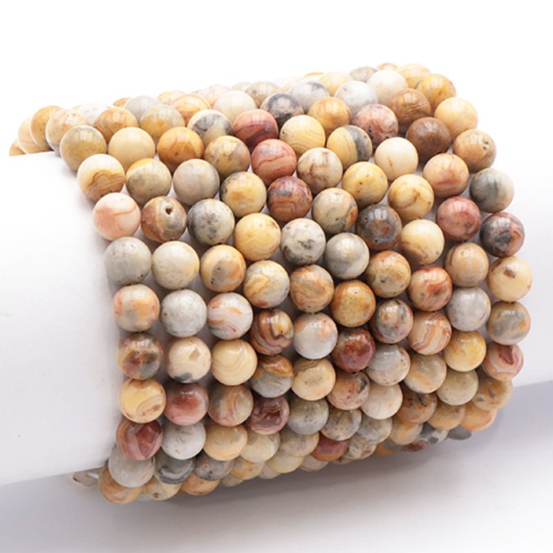Bracelet agate crazy lace Mexique A (boules 7 - 8mm) - La Boite à Cailloux