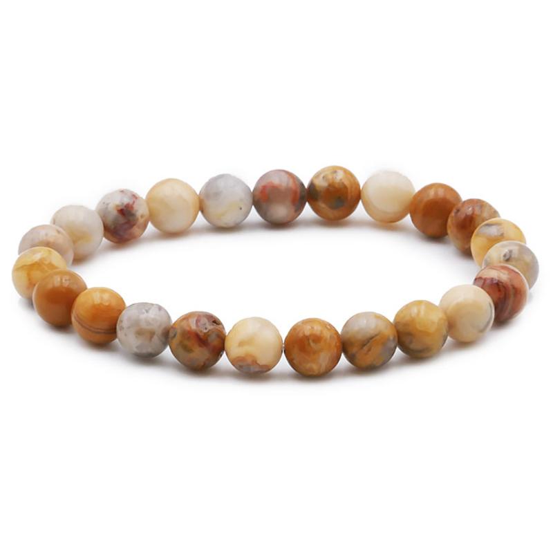 Bracelet agate crazy lace Mexique A (boules 7 - 8mm) - La Boite à Cailloux