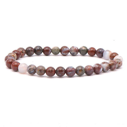 Bracelet agate crazy lace rouge Mexique AA (boules 5 - 6mm) - La Boite à Cailloux