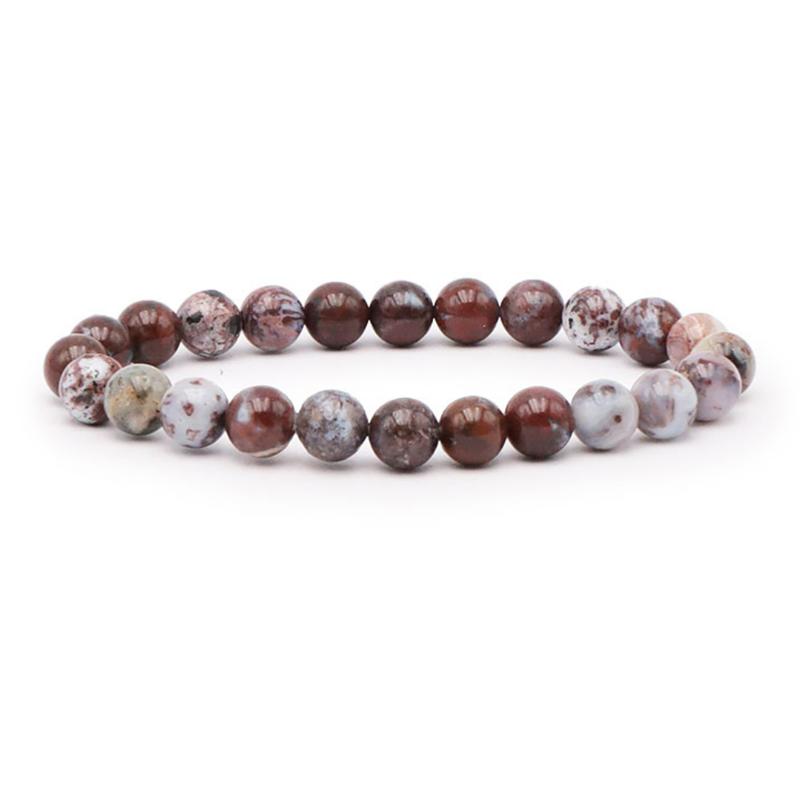 Bracelet agate crazy lace rouge Mexique AA (boules 7 - 8mm) - La Boite à Cailloux