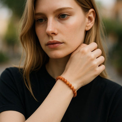 Bracelet agate de feu Brésil A (boules 5 - 6mm) - La Boite à Cailloux