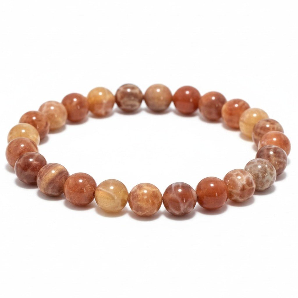 Bracelet agate de feu Brésil A (boules 7 - 8mm) - La Boite à Cailloux