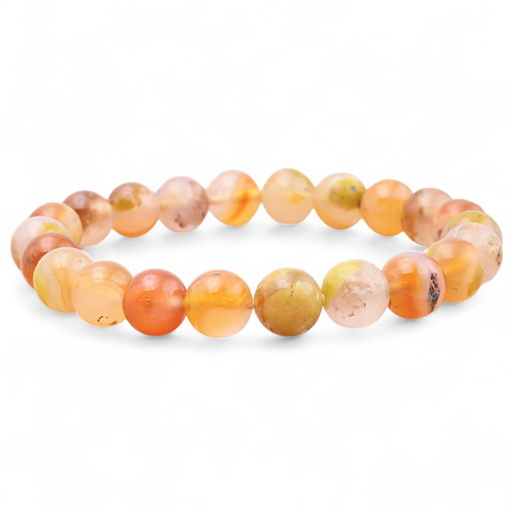 Bracelet agate de feu Mexique A+ (boules 8,5 - 9,5mm) - La Boite à Cailloux