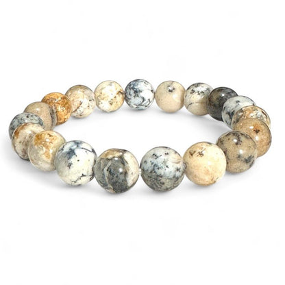 Bracelet agate dentrite Brésil A (boules 10mm) - La Boite à Cailloux