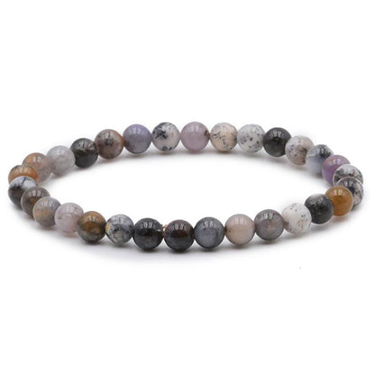 Bracelet agate dentrite Brésil A (boules 5 - 6mm) - La Boite à Cailloux