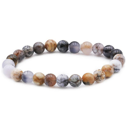 Bracelet agate dentrite Brésil A (boules 7 - 8mm) - La Boite à Cailloux