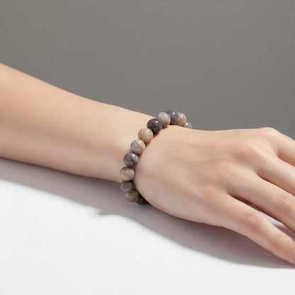 Bracelet agate feuille de Bambou A (boules 7-8mm) - La Boite à Cailloux