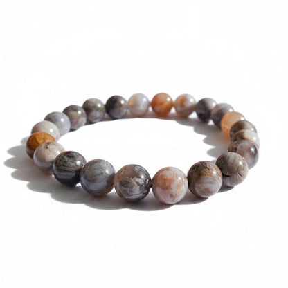 Bracelet agate feuille de Bambou A (boules 7-8mm) - La Boite à Cailloux