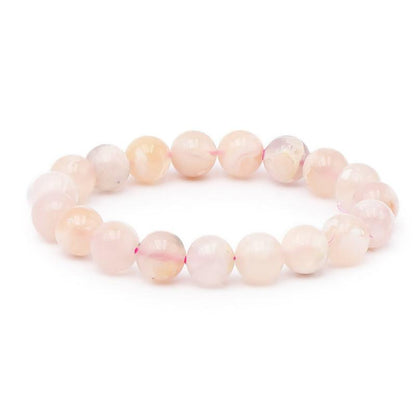 Bracelet agate fleur de cerisier Madagascar A (boules 9 - 10mm) - La Boite à Cailloux