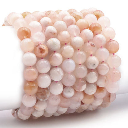 Bracelet agate fleur de cerisier Madagascar A (boules 9 - 10mm) - La Boite à Cailloux